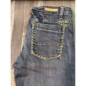 Women's Sashie Paris Jeans‎ Size 7 Blue Denim Capri Cuffed Stretch Mid Rise